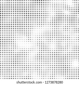Abstract halftone. Black dots on white background. Chaotic monochrome texture