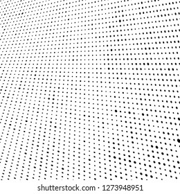 Abstract halftone. Black dots on white background. Chaotic monochrome texture