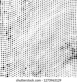 Abstract halftone. Black dots on white background. Chaotic monochrome texture