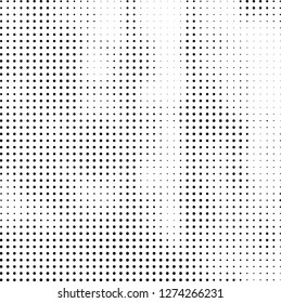 Abstract halftone. Black dots on white background. Chaotic monochrome texture