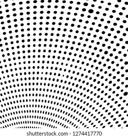Abstract halftone. Black dots on white background. Chaotic monochrome texture