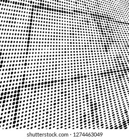Abstract halftone. Black dots on white background. Chaotic monochrome texture