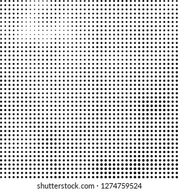 Abstract halftone. Black dots on white background. Chaotic monochrome texture