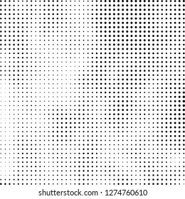 Abstract halftone. Black dots on white background. Chaotic monochrome texture