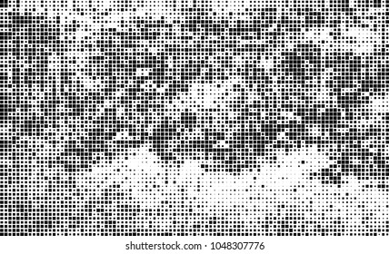 Abstract halftone of black squares on a white background