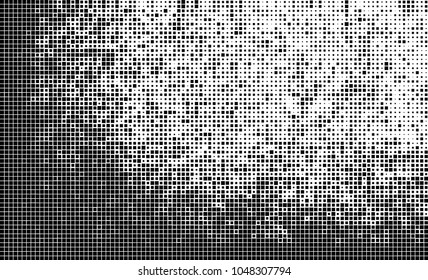 Abstract halftone of black squares on a white background