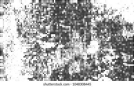 Abstract halftone of black squares on a white background
