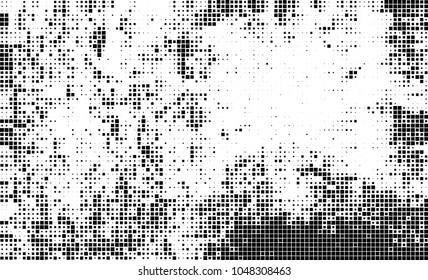 Abstract halftone of black squares on a white background