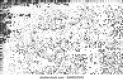 Abstract halftone of black squares on a white background