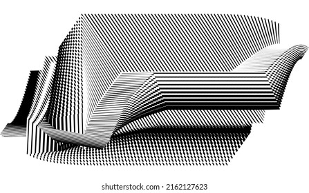 Abstract halftone black and white background, creative geometric dynamic pattern, vector modern design texture.