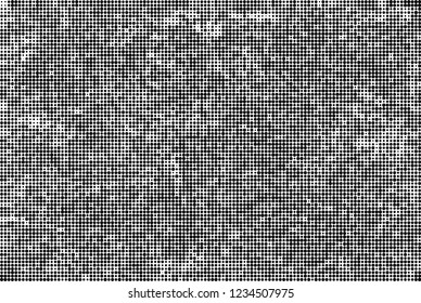 Abstract halftone black and white. Chaotic pattern of dots. Monochrome vector background