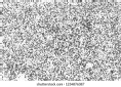 Abstract halftone black and white. Chaotic pattern of dots. Monochrome vector background