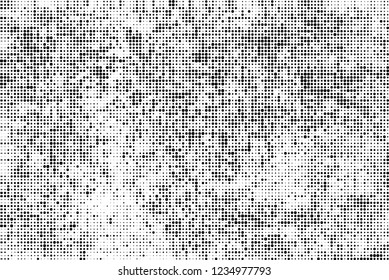 Abstract halftone black and white. Chaotic pattern of dots. Monochrome vector background
