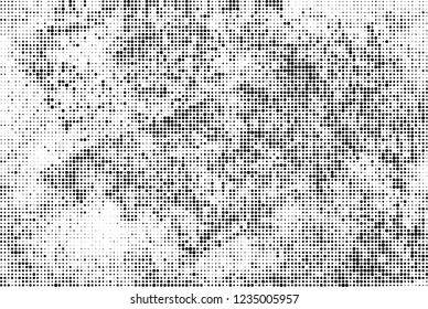 Abstract halftone black and white. Chaotic pattern of dots. Monochrome vector background