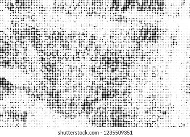 Abstract halftone black and white. Chaotic pattern of dots. Monochrome vector background