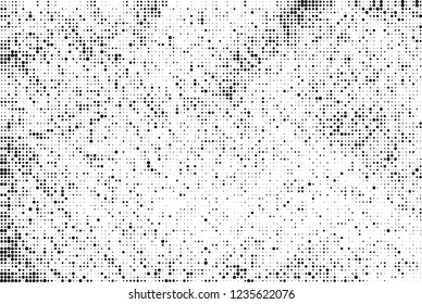 Abstract halftone black and white. Chaotic pattern of dots. Monochrome vector background