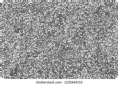 Abstract halftone black and white. Chaotic pattern of dots. Monochrome vector background