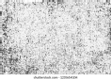 Abstract halftone black and white. Chaotic pattern of dots. Monochrome vector background