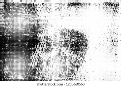 Abstract halftone black and white. Chaotic pattern of dots. Monochrome vector background