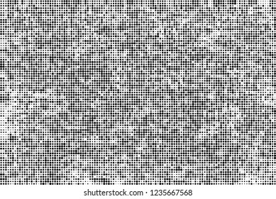 Abstract halftone black and white. Chaotic pattern of dots. Monochrome vector background