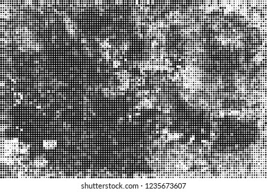 Abstract halftone black and white. Chaotic pattern of dots. Monochrome vector background