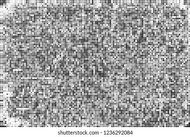 Abstract halftone black and white. Chaotic pattern of dots. Monochrome vector background