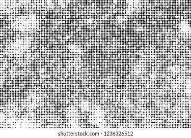 Abstract halftone black and white. Chaotic pattern of dots. Monochrome vector background