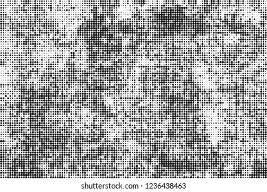 Abstract halftone black and white. Chaotic pattern of dots. Monochrome vector background