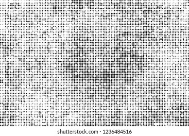 Abstract halftone black and white. Chaotic pattern of dots. Monochrome vector background