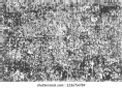 Abstract halftone black and white. Chaotic pattern of dots. Monochrome vector background
