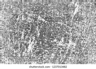 Abstract halftone black and white. Chaotic pattern of dots. Monochrome vector background