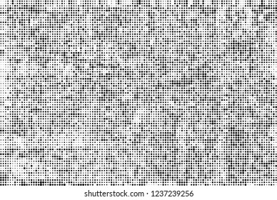 Abstract halftone black and white. Chaotic pattern of dots. Monochrome vector background