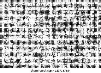 Abstract halftone black and white. Chaotic pattern of dots. Monochrome vector background