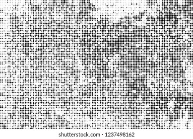 Abstract halftone black and white. Chaotic pattern of dots. Monochrome vector background