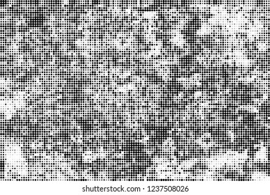 Abstract halftone black and white. Chaotic pattern of dots. Monochrome vector background