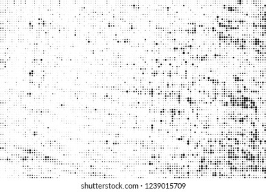 Abstract halftone black and white. Chaotic pattern of dots. Monochrome vector background