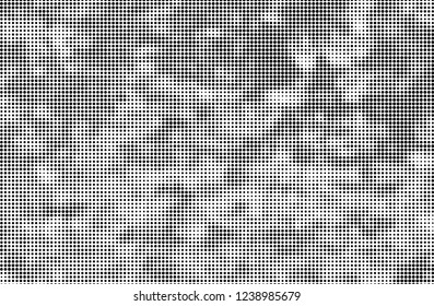 Abstract halftone black and white. A monochrome background of a chaotic pattern. Fantastic texture for printing on business cards, posters, labels