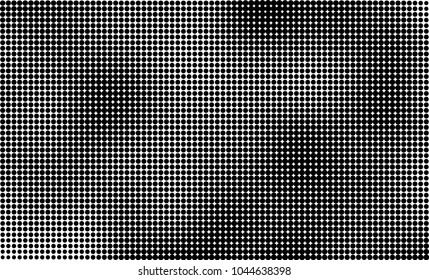 Abstract halftone black and white. The pattern of dots of ink gradient