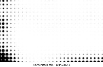 Abstract halftone black and white. The pattern of dots of ink gradient