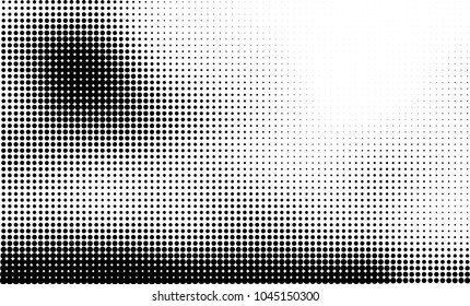 Abstract halftone black and white. The pattern of dots of ink gradient