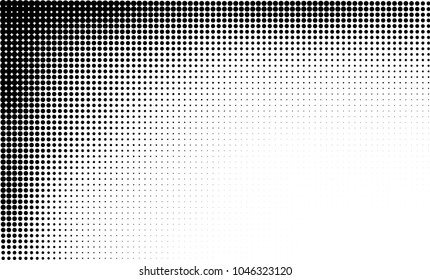Abstract halftone black and white. The pattern of dots of ink gradient