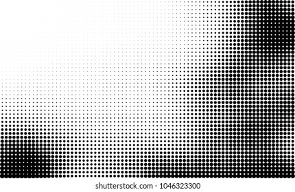 Abstract halftone black and white. The pattern of dots of ink gradient