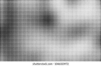 Abstract halftone black and white. The pattern of dots of ink gradient