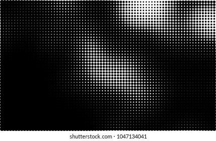 Abstract halftone black and white. The pattern of dots of ink gradient