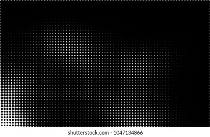 Abstract halftone black and white. The pattern of dots of ink gradient