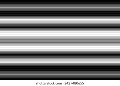 Abstract Halftone Black and White Striped Textured Background. Horizontal Parallel Straight Lines Texture. Vector Art.