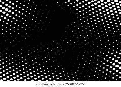 Fondo de Vector blanco y negro de semitono abstracto. Patrón punteado efecto Grunge.