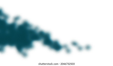Abstract halftone blue green dotted daub. Design element. Vector illustration.