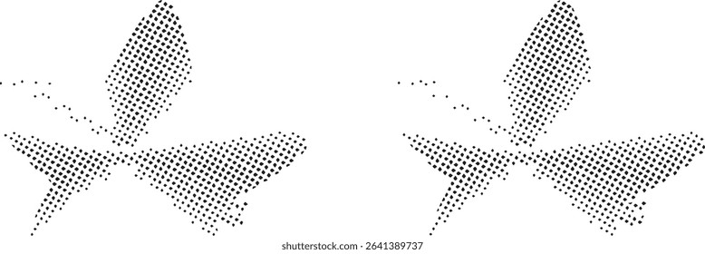 Abstract halftone butterfly design two butterflies