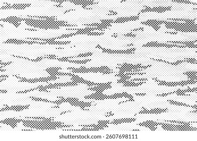 Abstract halftone camo seamless texture. Camouflage seamless dotted pattern. Stained camo halftone background. Abstract military endless texture for army and hunting textile print.